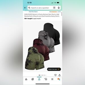 Women’s high-waisted workout shorts - size medium - 4 pack